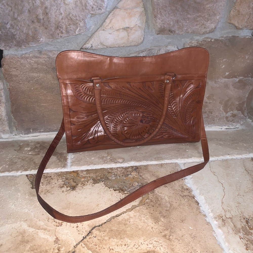 American West Brown Leather Shoulder Bag - Picture 2 of 10